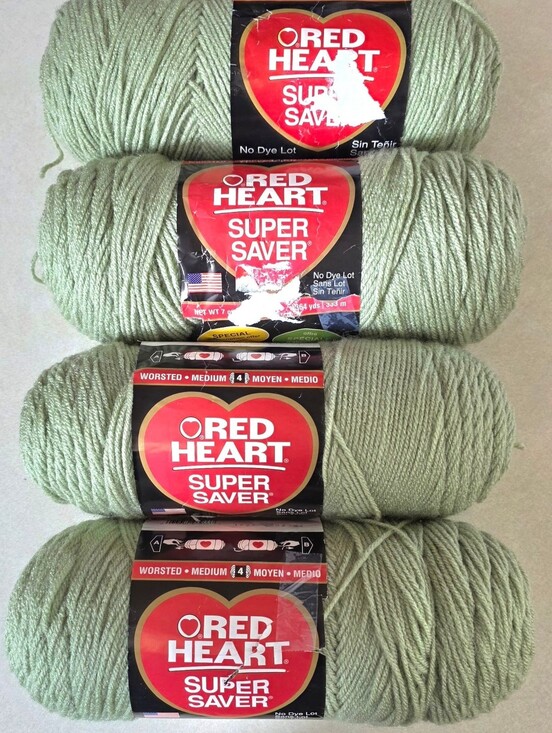 Red Heart Other - 4 Skeins Red Heart Super Saver 364 Yd Per Skein Frosty Green 100% Acrylic